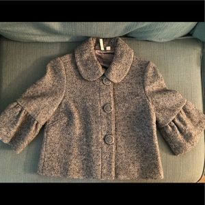 Gray wool Frenchi cropped jacket with bell sleeve